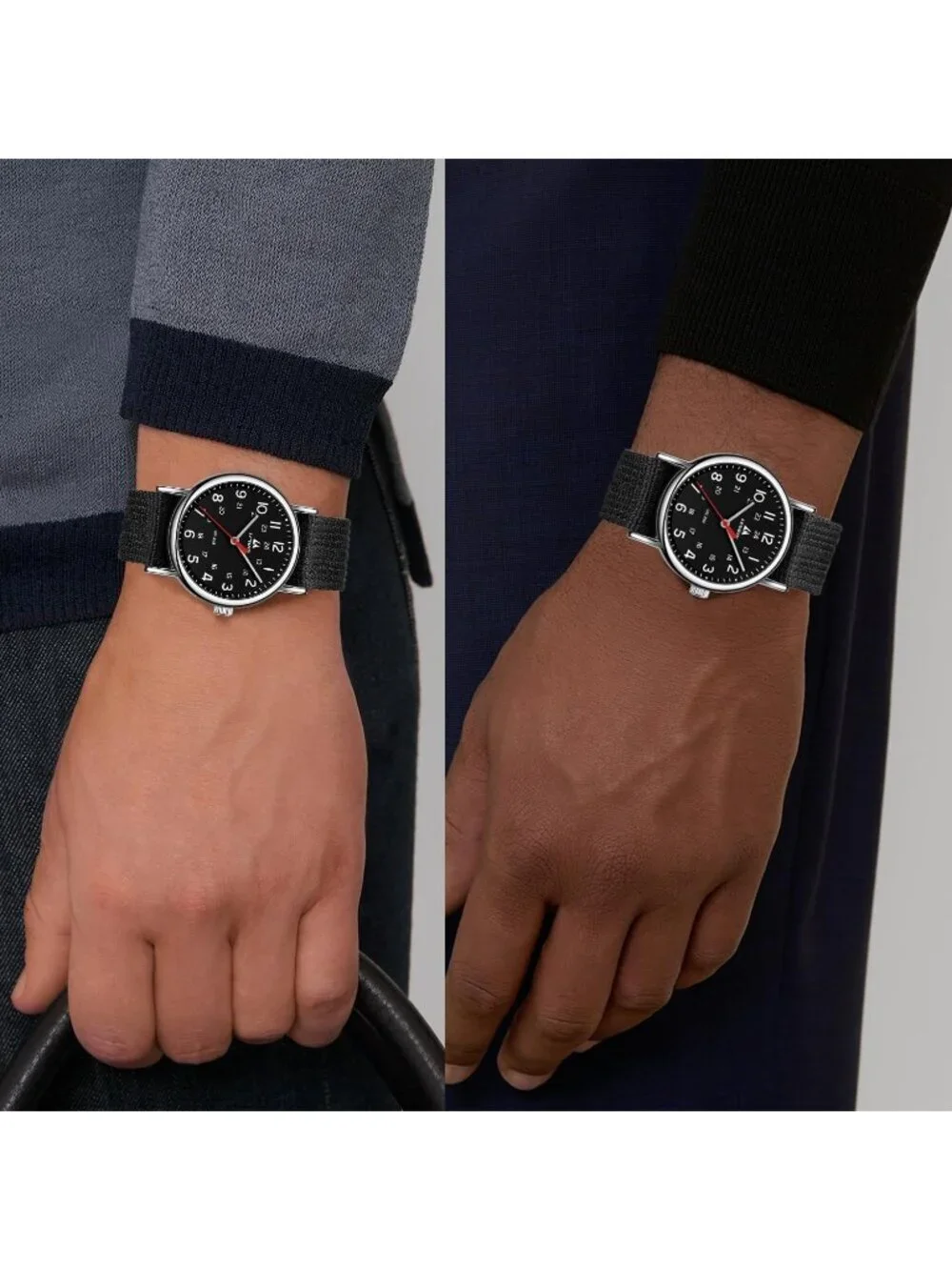Men's Black Silver Nylon Strap Stylish Luminous Unisex Military Tactical Watch
